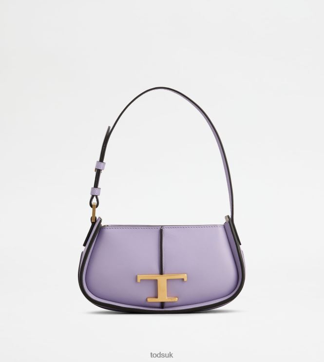 Tod's Women T Timeless Shoulder Bag in Leather Micro 602L84397 Violet