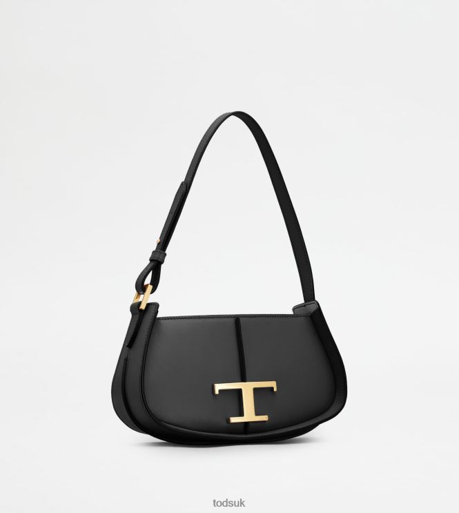 Tod's Women T Timeless Shoulder Bag in Leather Micro 602L84422 Black