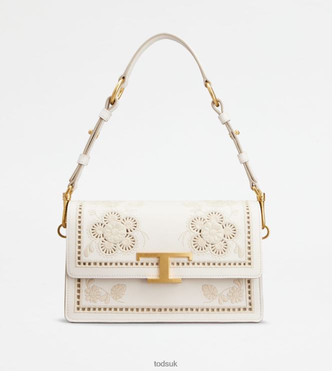Tod's Women T Timeless Shoulder Bag in Leather Mini 602L84401 White