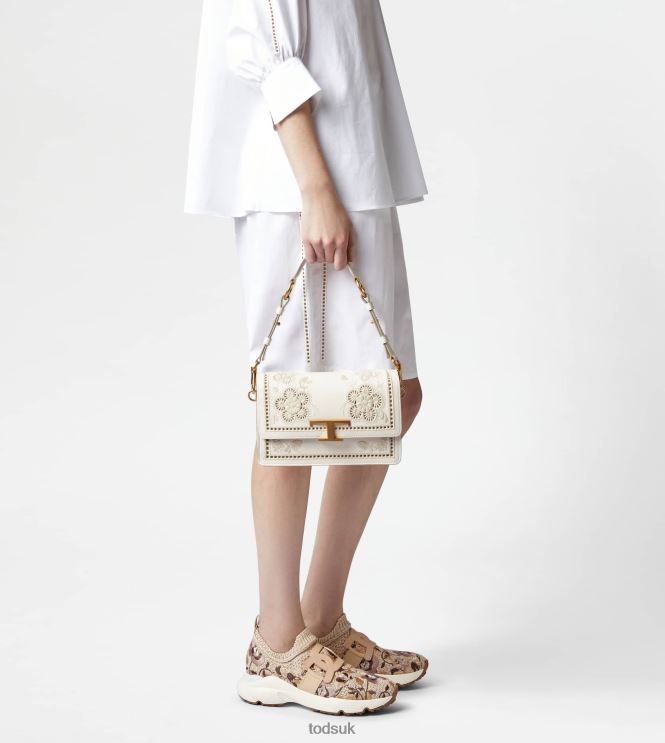 Tod's Women T Timeless Shoulder Bag in Leather Mini 602L84401 White