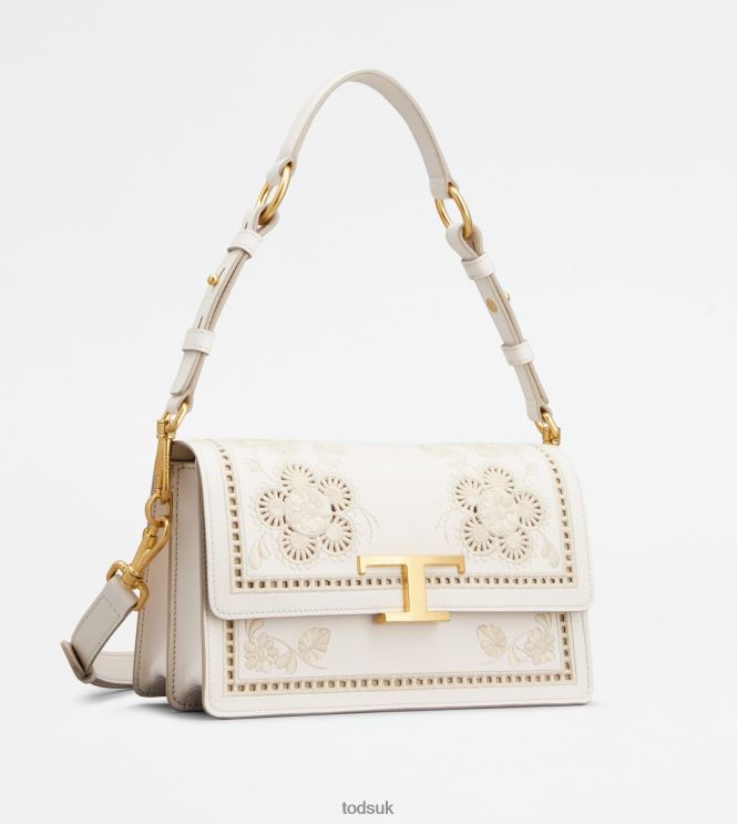 Tod's Women T Timeless Shoulder Bag in Leather Mini 602L84401 White