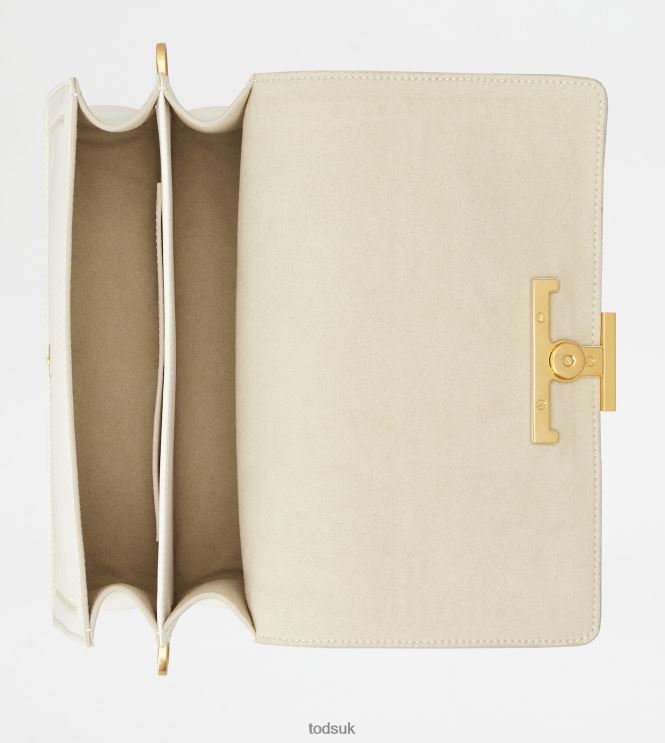 Tod's Women T Timeless Shoulder Bag in Leather Mini 602L84401 White