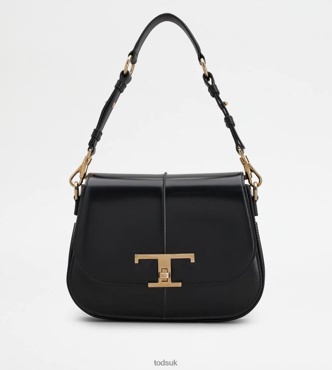 Tod's Women T Timeless Shoulder Bag in Leather Mini 602L84410 Black