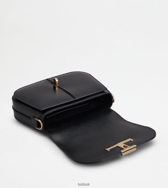 Tod's Women T Timeless Shoulder Bag in Leather Mini 602L84410 Black
