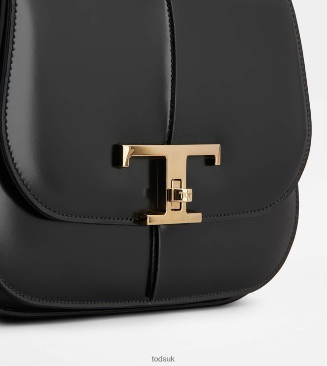 Tod's Women T Timeless Shoulder Bag in Leather Mini 602L84410 Black
