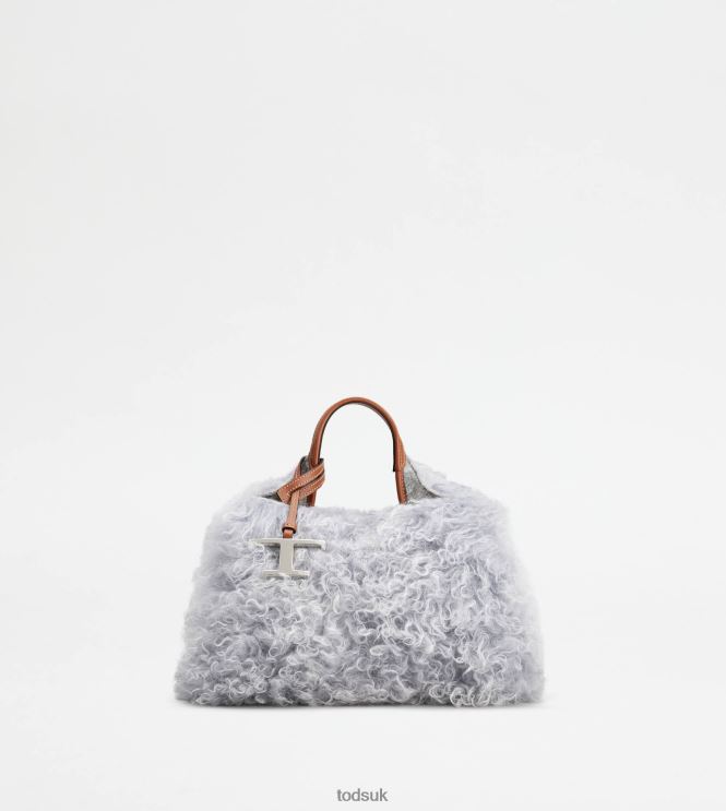 Tod's Women Bag in Mohair and Leather Micro 602L84367 Grey/Brown