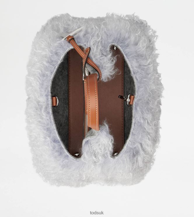 Tod's Women Bag in Mohair and Leather Micro 602L84367 Grey/Brown