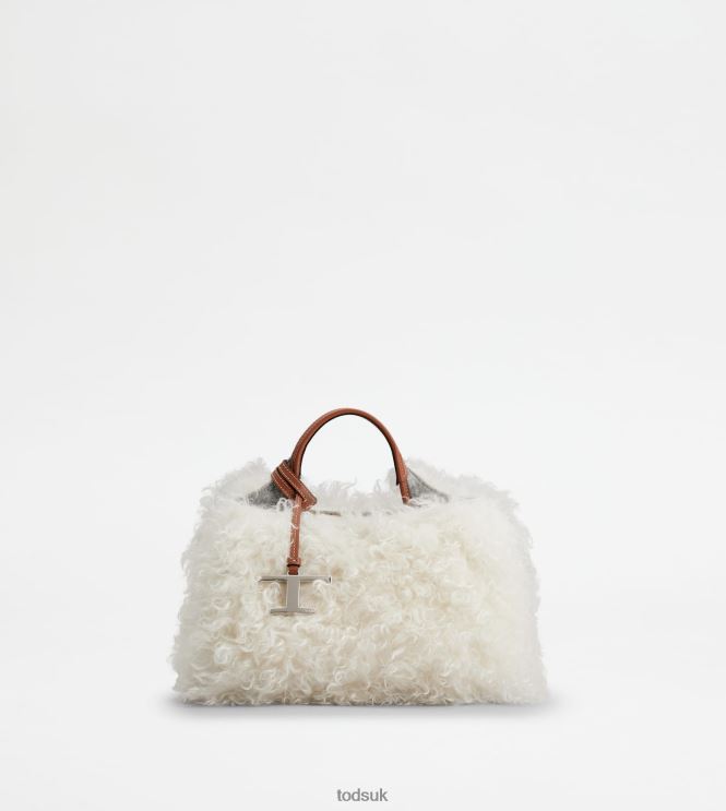 Tod's Women Bag in Mohair and Leather Micro 602L84371 White