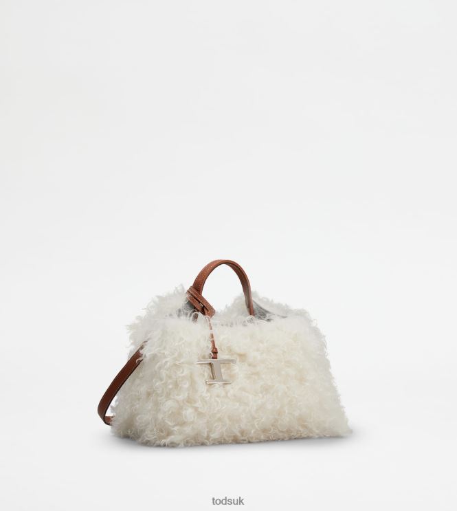Tod's Women Bag in Mohair and Leather Micro 602L84371 White