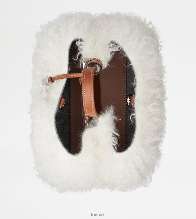 Tod's Women Bag in Mohair and Leather Micro 602L84371 White