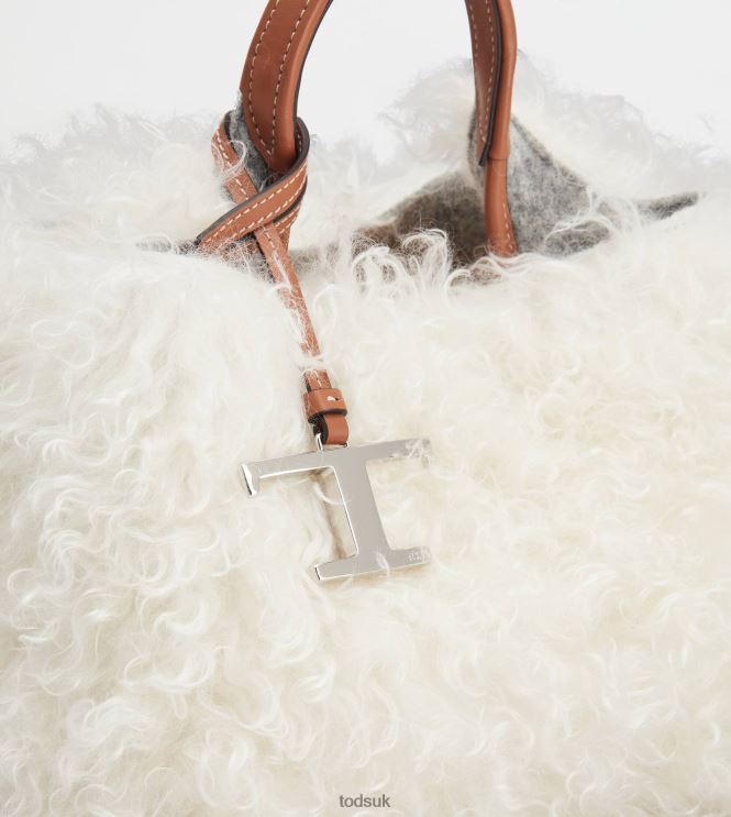 Tod's Women Bag in Mohair and Leather Micro 602L84371 White