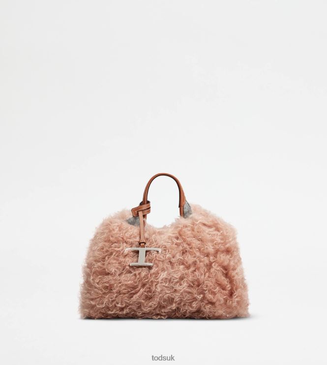 Tod's Women Bag in Mohair and Leather Micro 602L84374 Pink