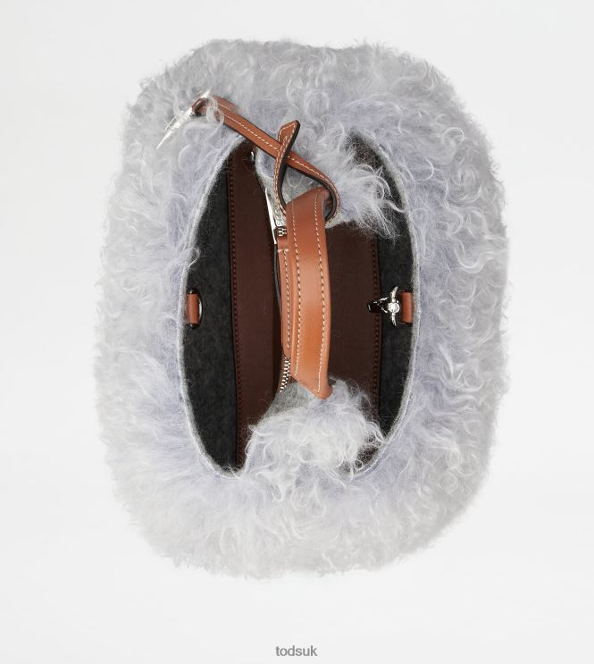 Tod's Women Bag in Mohair and Leather Mini 602L84355 Grey/Brown