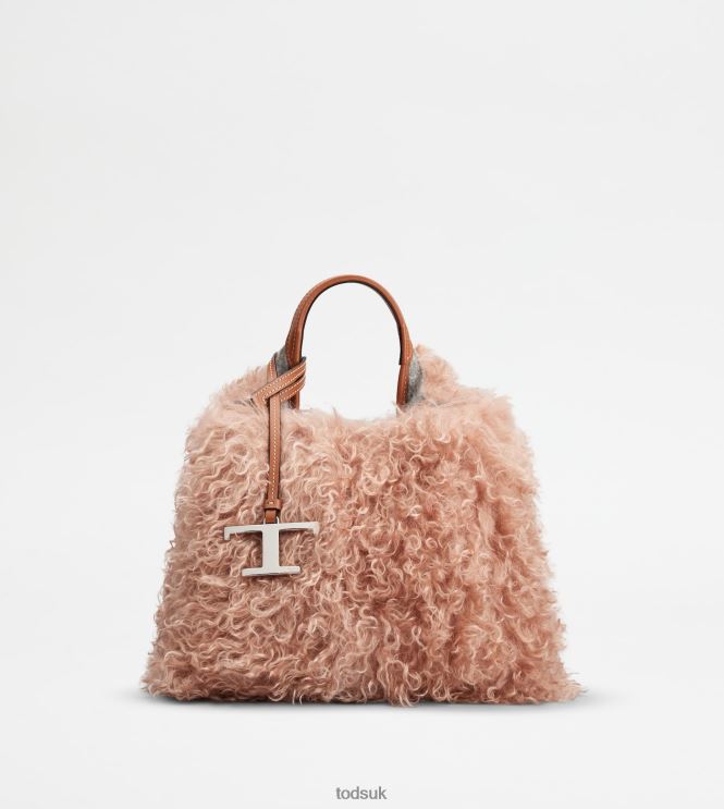 Tod's Women Bag in Mohair and Leather Mini 602L84356 Pink