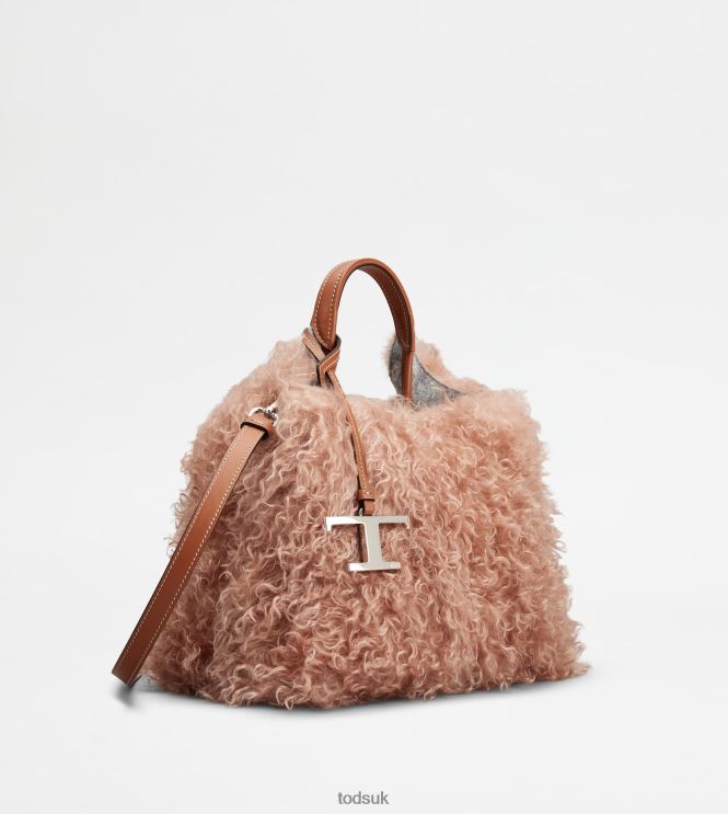 Tod's Women Bag in Mohair and Leather Mini 602L84356 Pink
