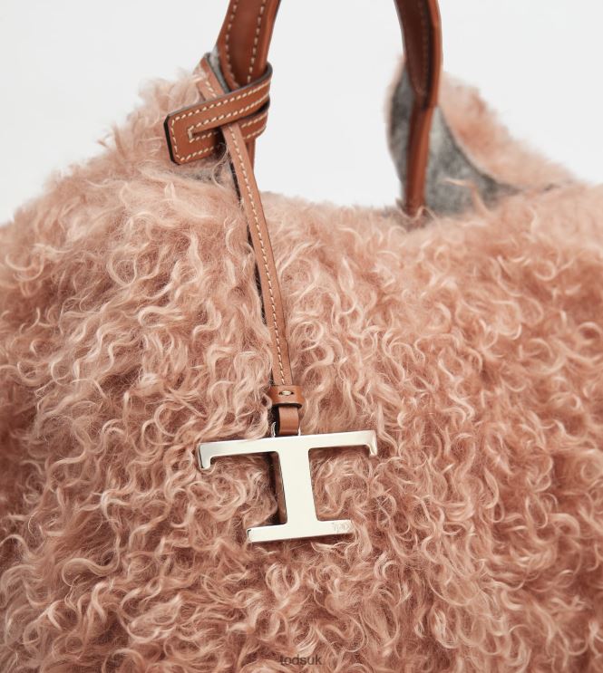 Tod's Women Bag in Mohair and Leather Mini 602L84356 Pink