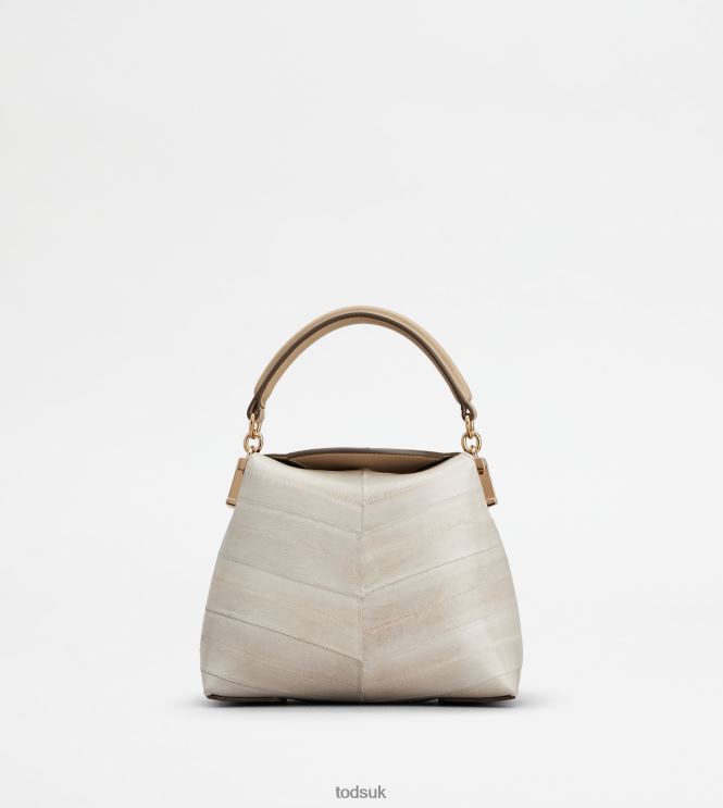 Tod's Women Messenger Tote Bag T Case in Eel Leather Micro 602L84348 Grey