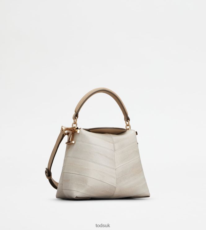 Tod's Women Messenger Tote Bag T Case in Eel Leather Micro 602L84348 Grey