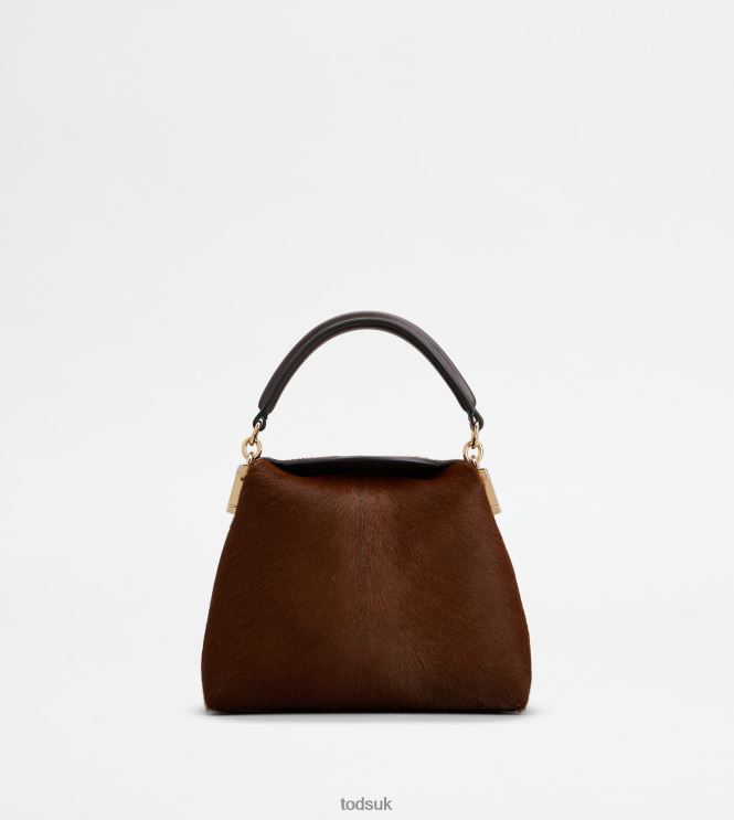 Tod's Women Messenger Tote Bag T Case in Pony-skin Effect Leather Micro 602L84352 Brown