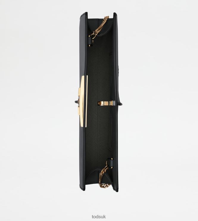 Tod's Women T Timeless Clutch Bag in Leather Small 602L84354 Black