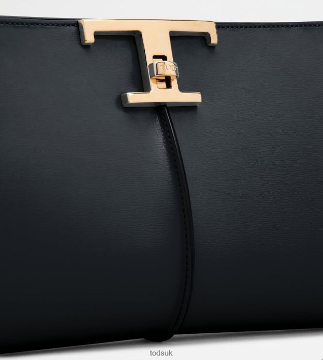Tod's Women T Timeless Clutch Bag in Leather Small 602L84354 Black