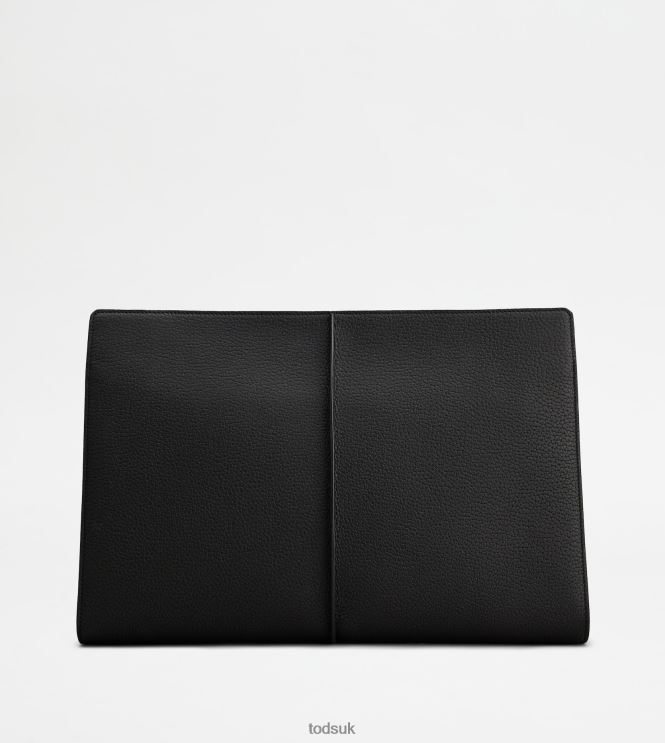 Tod's Women T Timeless Document Holder in Leather Medium 602L84365 Black