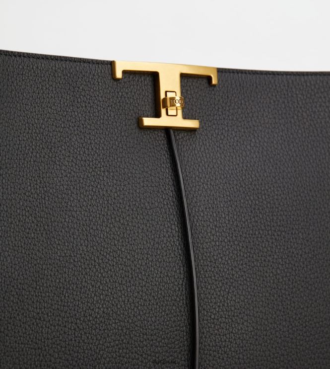 Tod's Women T Timeless Document Holder in Leather Medium 602L84365 Black