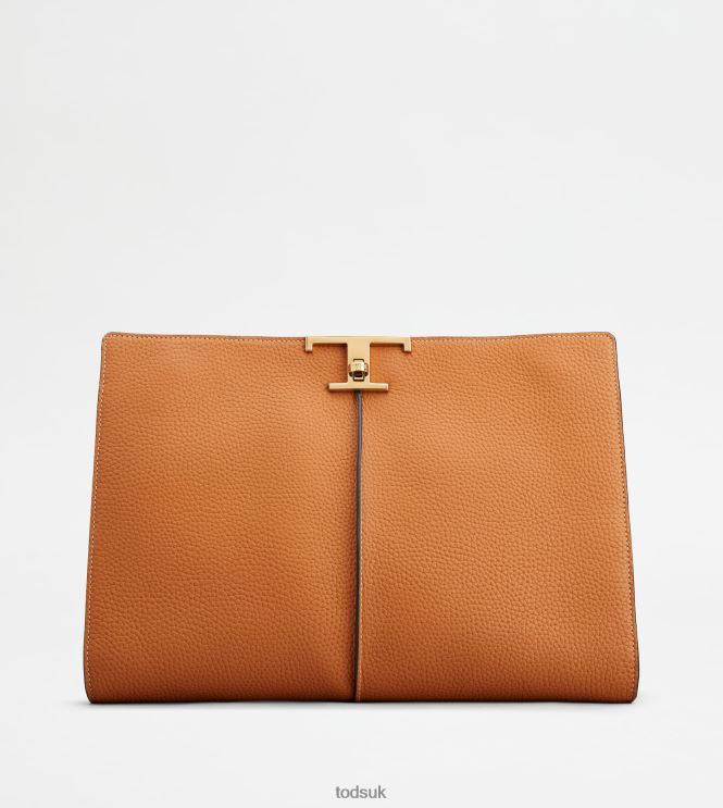 Tod's Women T Timeless Document Holder in Leather Medium 602L84366 Brown