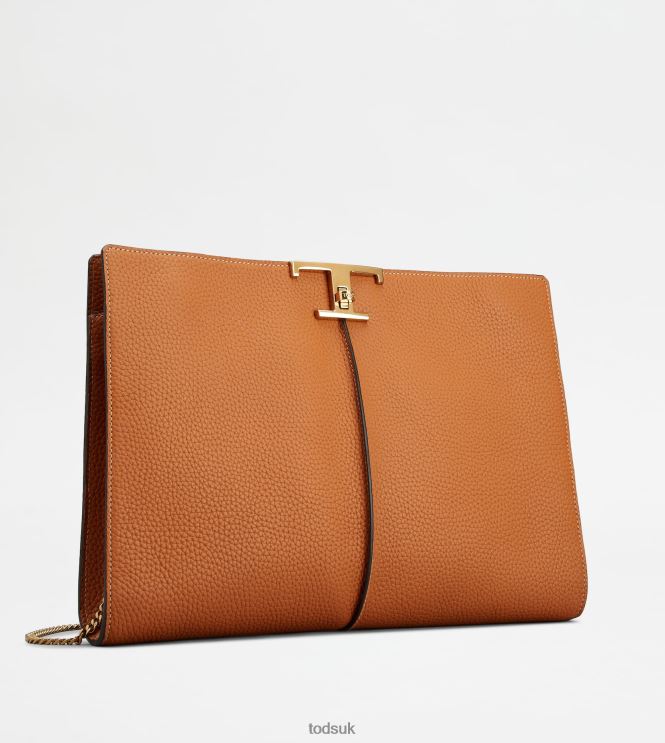 Tod's Women T Timeless Document Holder in Leather Medium 602L84366 Brown