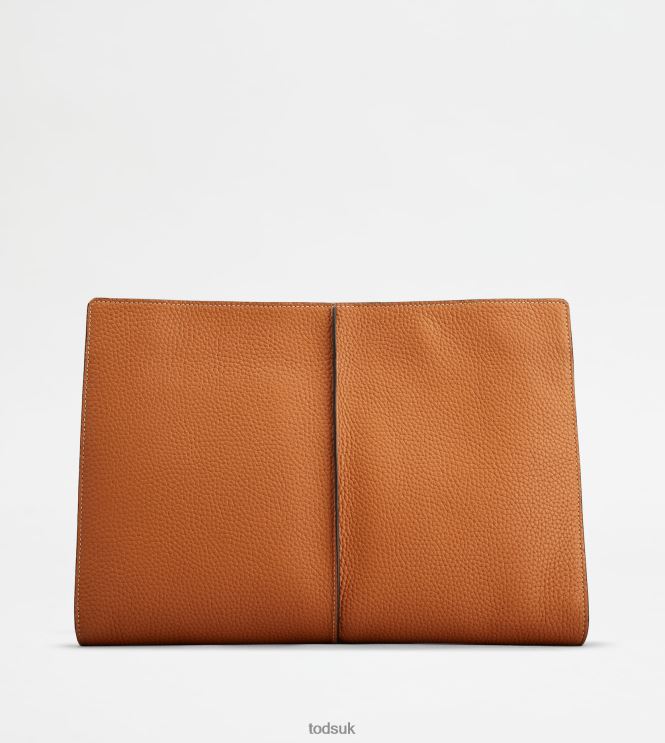 Tod's Women T Timeless Document Holder in Leather Medium 602L84366 Brown