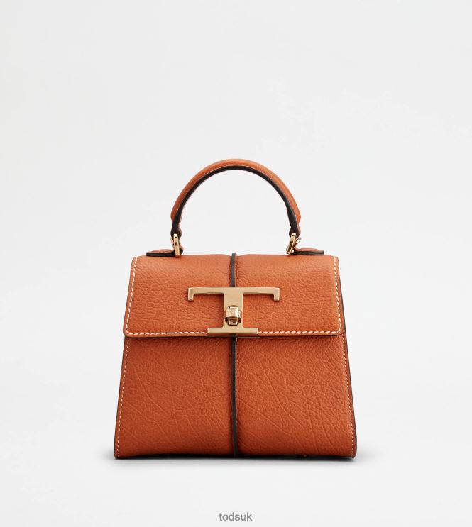 Tod's Women T Timeless Handbag in Leather Mini 602L84376 Orange