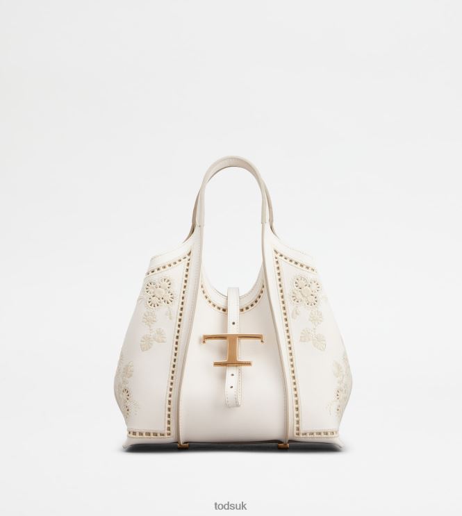 Tod's Women T Timeless Shopping Bag in Leather Mini 602L84335 White