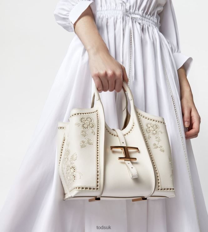 Tod's Women T Timeless Shopping Bag in Leather Mini 602L84335 White