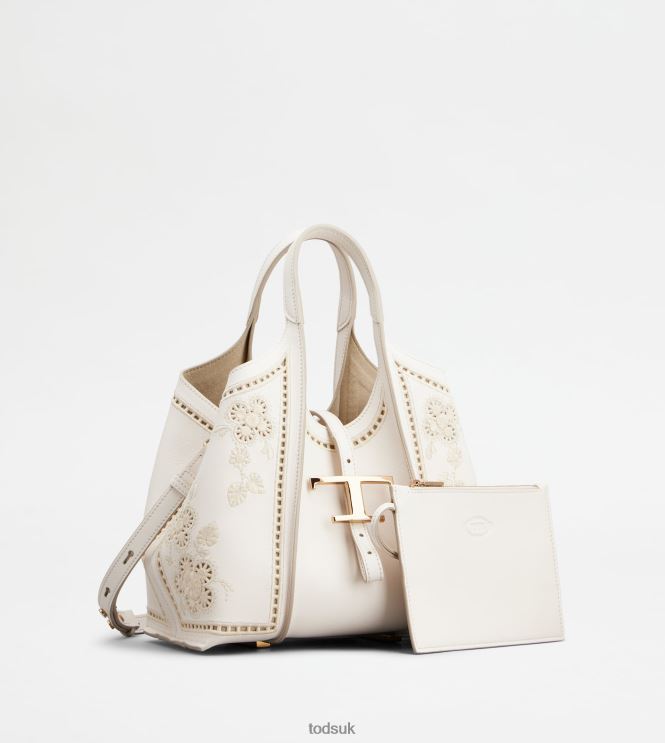 Tod's Women T Timeless Shopping Bag in Leather Mini 602L84335 White