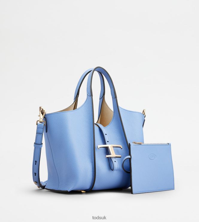 Tod's Women T Timeless Shopping Bag in Leather Mini 602L84337 Light Blue