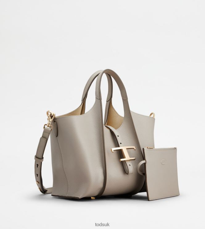 Tod's Women T Timeless Shopping Bag in Leather Mini 602L84338 Grey