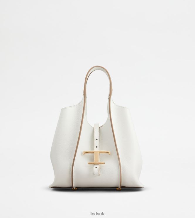 Tod's Women T Timeless Shopping Bag in Leather Mini 602L84339 White