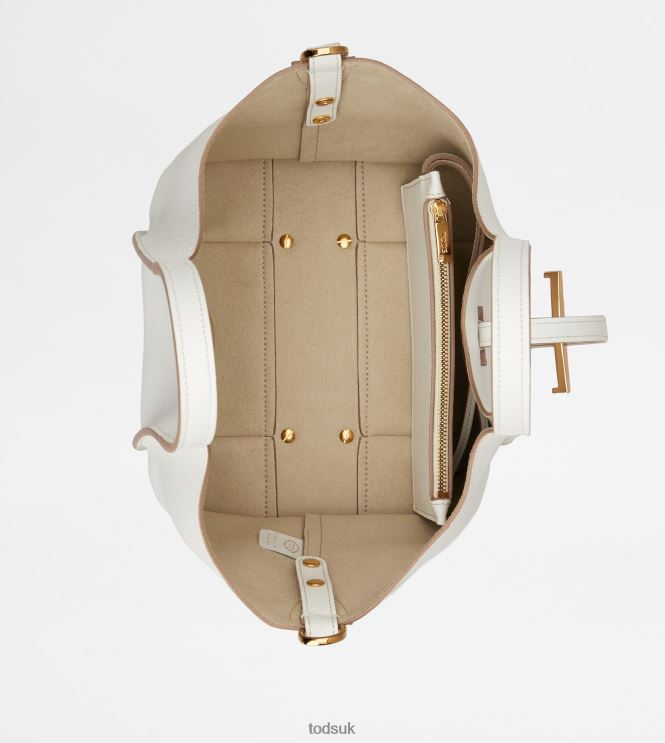 Tod's Women T Timeless Shopping Bag in Leather Mini 602L84339 White