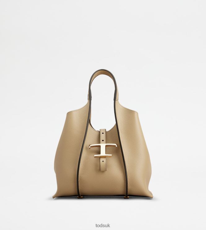 Tod's Women T Timeless Shopping Bag in Leather Mini 602L84340 Beige