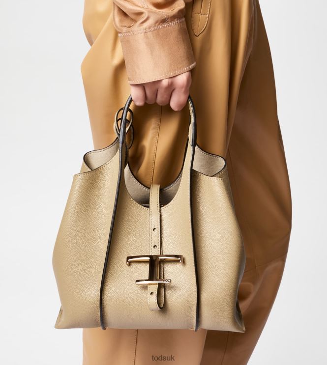 Tod's Women T Timeless Shopping Bag in Leather Mini 602L84340 Beige