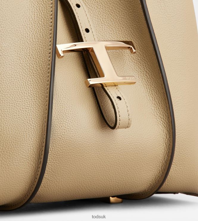 Tod's Women T Timeless Shopping Bag in Leather Mini 602L84340 Beige