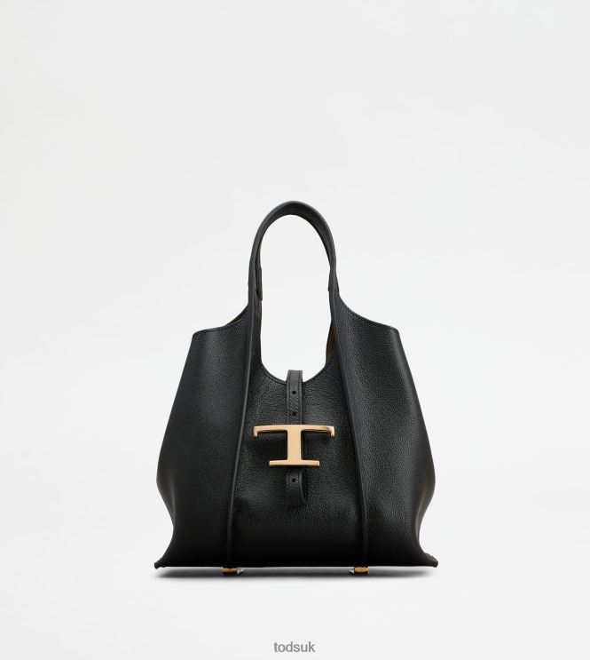 Tod's Women T Timeless Shopping Bag in Leather Mini 602L84344 Black