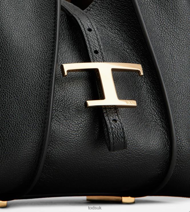 Tod's Women T Timeless Shopping Bag in Leather Mini 602L84344 Black