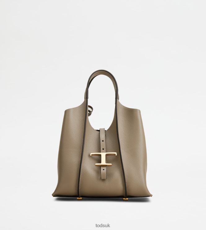 Tod's Women T Timeless Shopping Bag in Leather Mini 602L84375 Grey