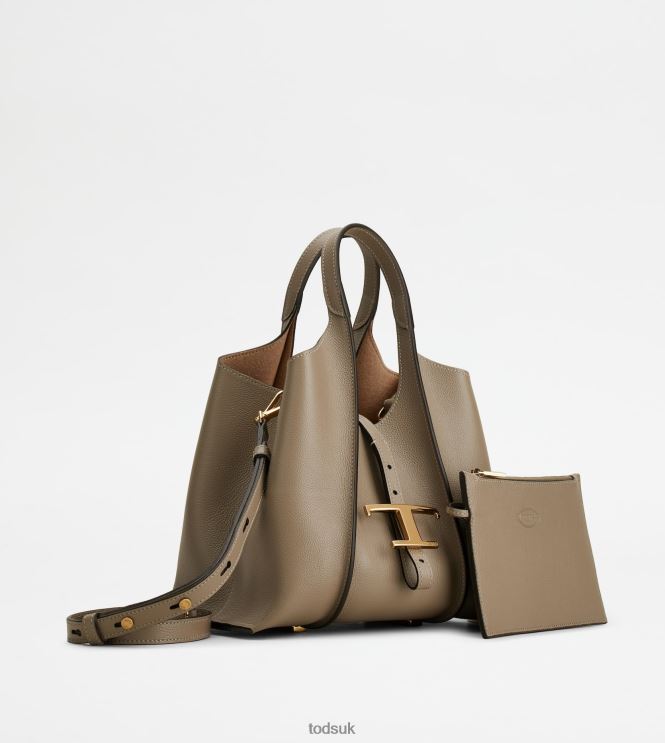 Tod's Women T Timeless Shopping Bag in Leather Mini 602L84375 Grey
