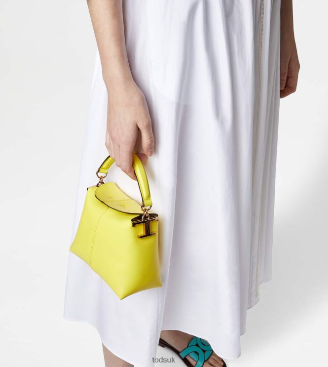 Tod's Women Tote Messenger Bag T Case in Leather Micro 602L84345 Yellow