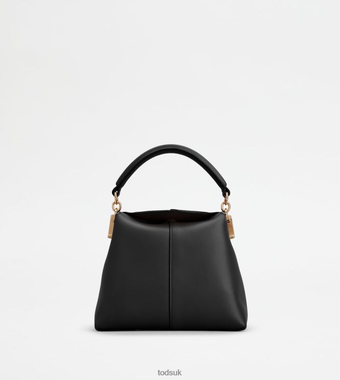 Tod's Women Tote Messenger Bag T Case in Leather Micro 602L84349 Black