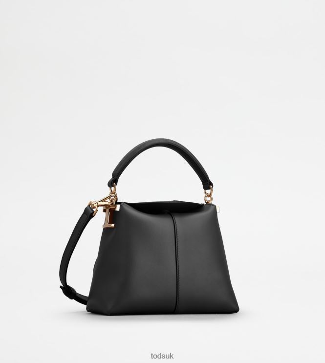 Tod's Women Tote Messenger Bag T Case in Leather Micro 602L84349 Black