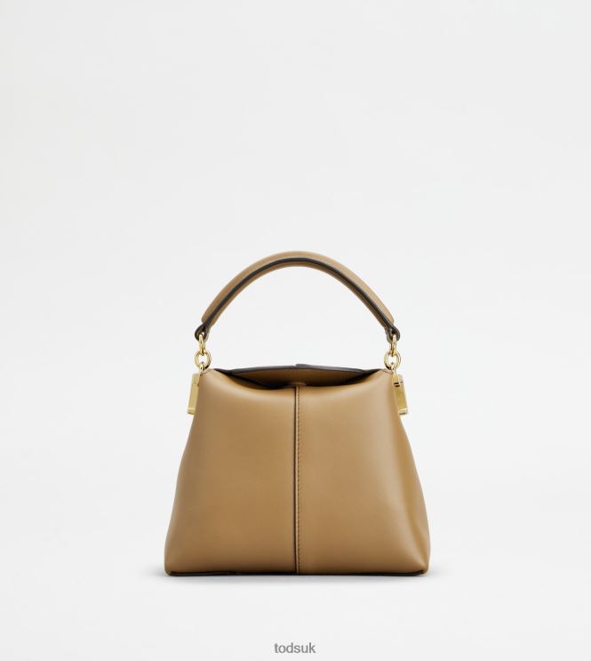 Tod's Women Tote Messenger Bag T Case in Leather Micro 602L84368 Beige