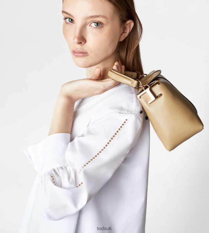 Tod's Women Tote Messenger Bag T Case in Leather Micro 602L84368 Beige
